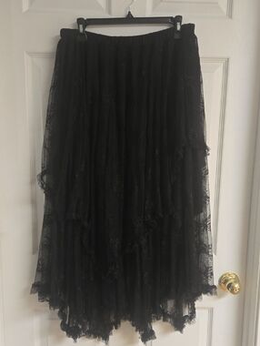 NWT - Black Lace Tiered Maxi Skirt